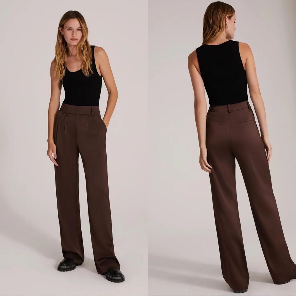 NWT Favorite Daughter The Favorite Satin Pant in Coffee brown